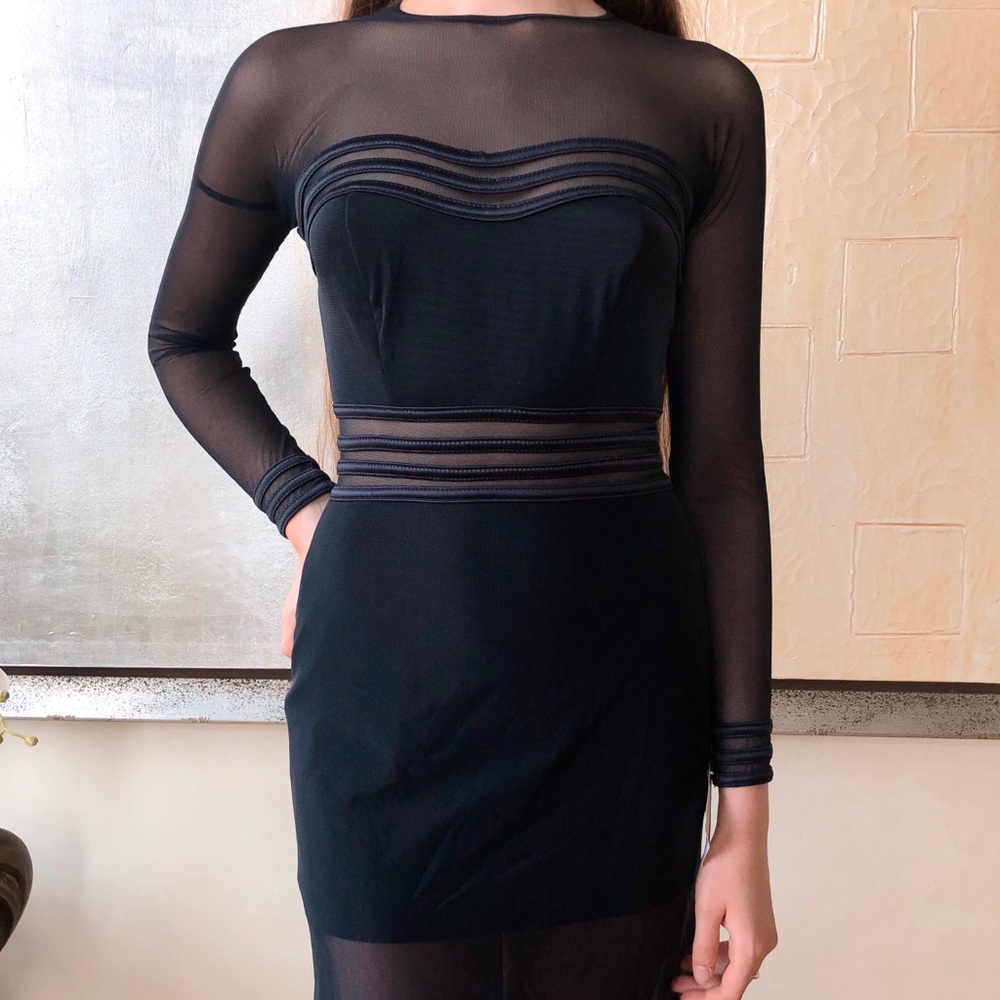 NEW Tadashi Black Sheer Maxi Dress // Elegant Prom - Picture 2 of 4